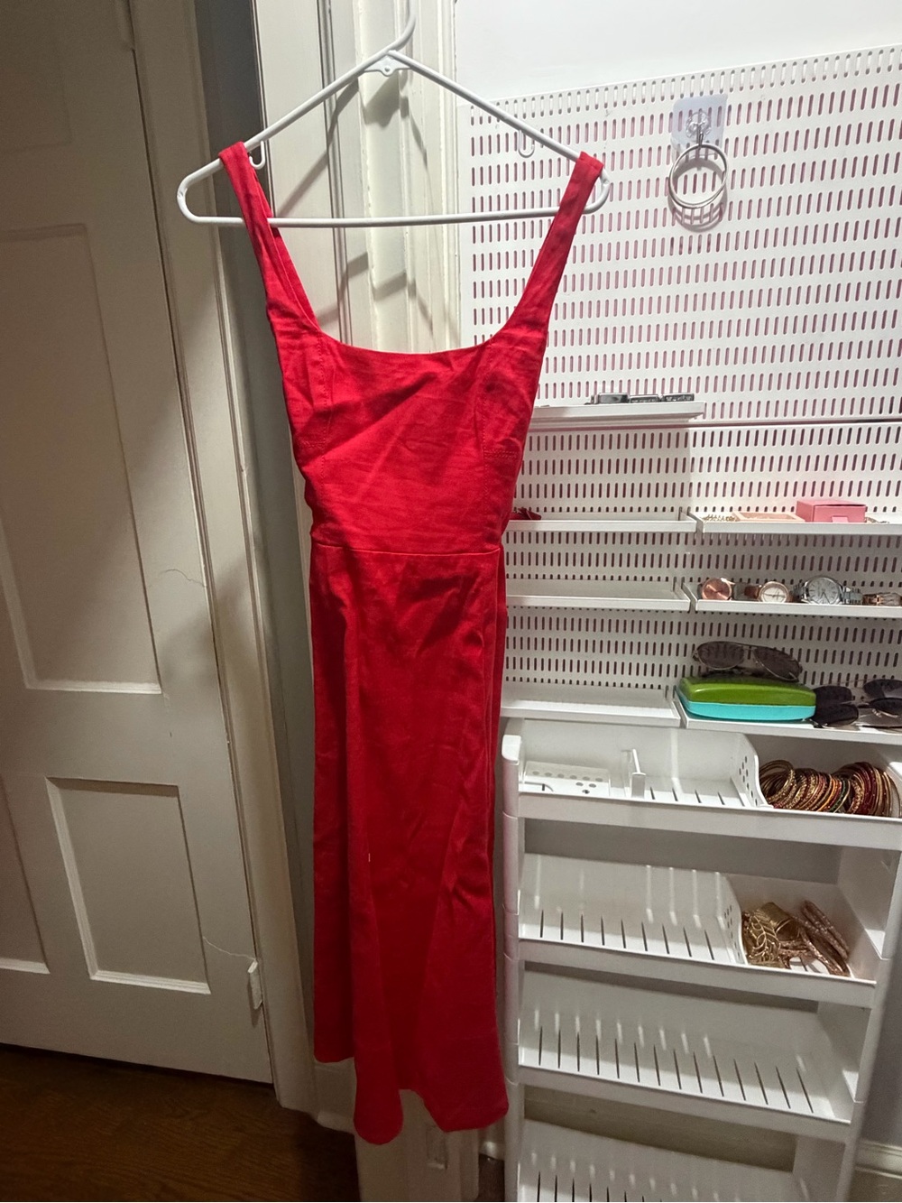 Banana Republic Red Midi Dress with Square Neck